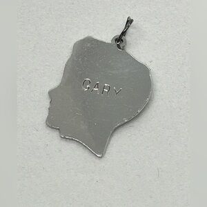 Vtg 925 Sterling Silver Necklace Boy Head Silhouette Gary Charm Pendant